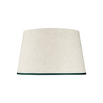STRETCHED CREAM LINEN LAMPSHADE WITH RIBBED ARTICHOKE GREEN TRIM