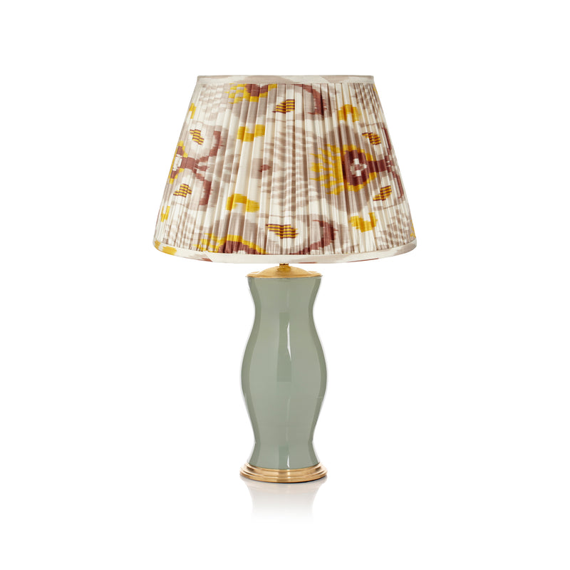 GREY AND MUSTARD YELLOW SILK IKAT LAMPSHADES - ONLY 2 X 16" LEFT