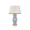 STRETCHED CREAM LINEN LAMPSHADE WITH RIBBED SINGING THE BLUES TRIM