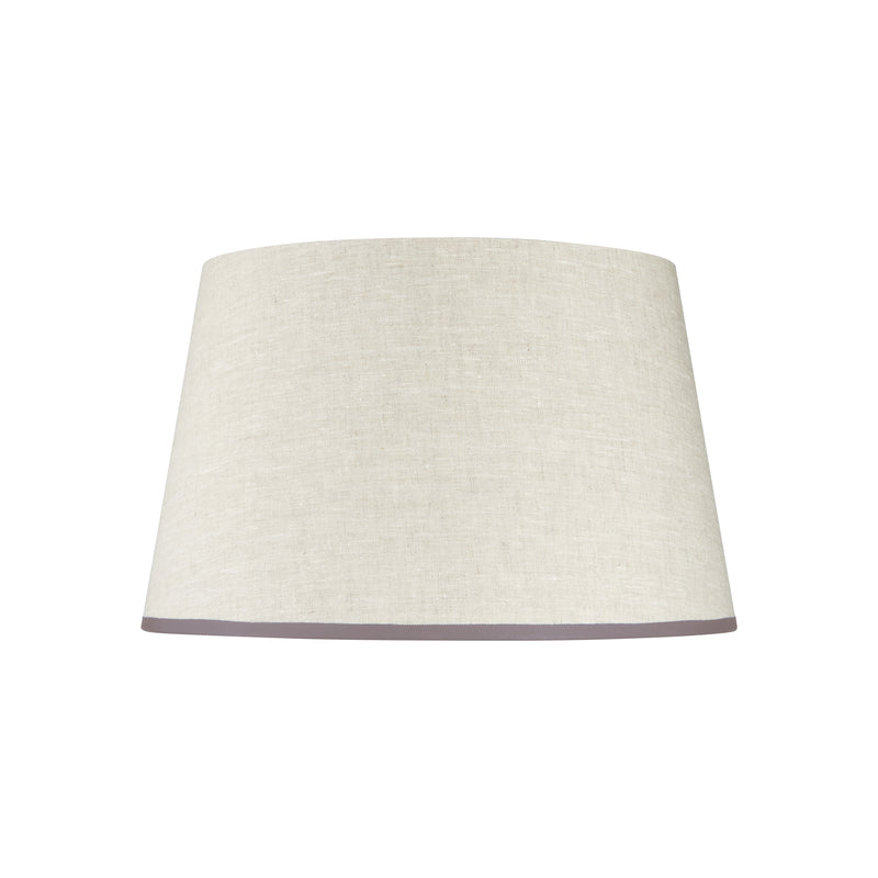 STRETCHED CREAM LINEN LAMPSHADE WITH SHADES OF GREY TRIM