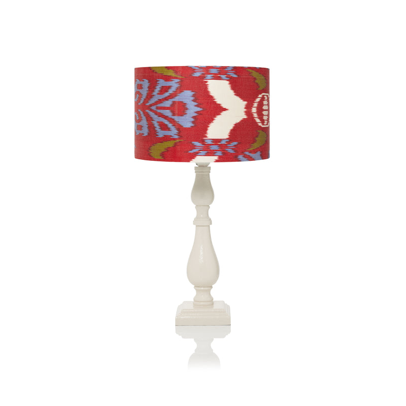 MEDIUM STRETCHED RED AND BLUE IKAT LAMPSHADE - ONLY 1 X 15" LEFT