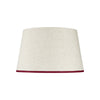 STRETCHED CREAM  LINEN LAMPSHADE WITH RED LETTER DAY TRIM