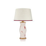STRETCHED CREAM  LINEN LAMPSHADE WITH RED LETTER DAY TRIM