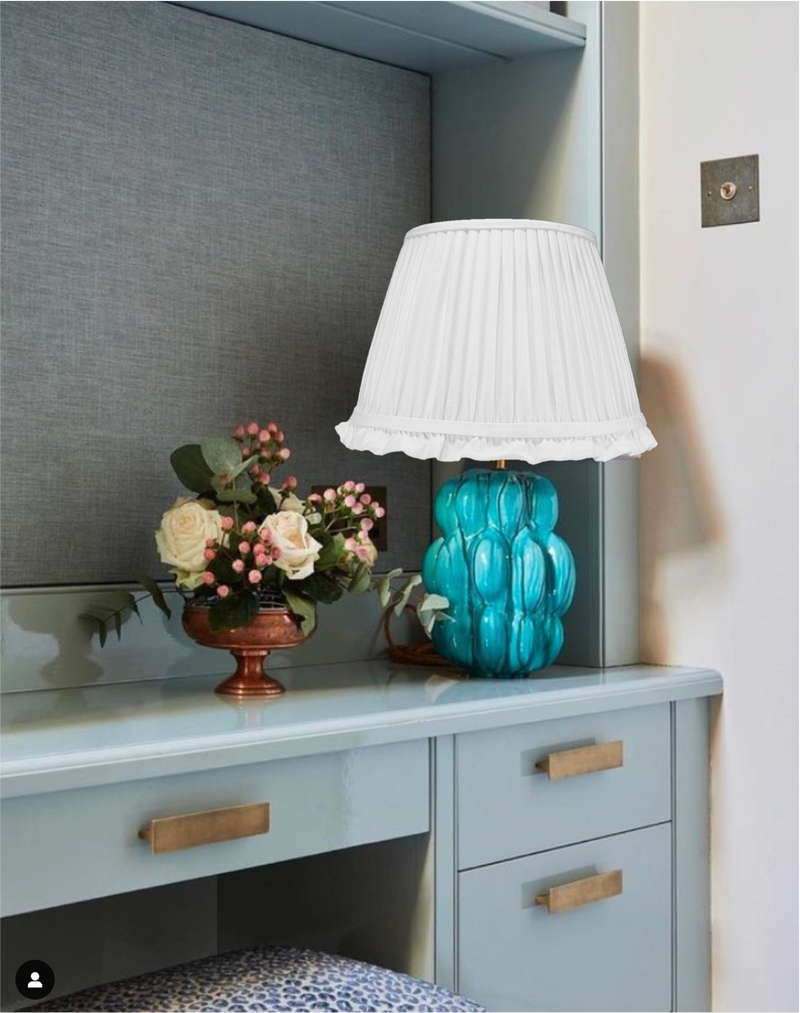 PLEATED IVORY LAMPSHADE IN CREAM WITH FRILL