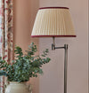 PLEATED LINEN LAMPSHADE WITH RED TRIM