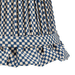 BLUE CHECKED LAMPSHADE WITH FRILL WALL LIGHT