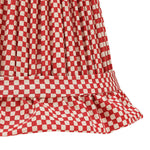 RED CHECKED LAMPSHADE WITH FRILL WALL LIGHT