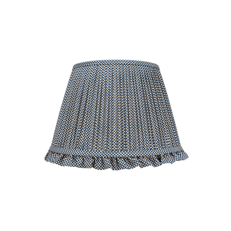 BLUE CHECKED LAMPSHADE WITH FRILL