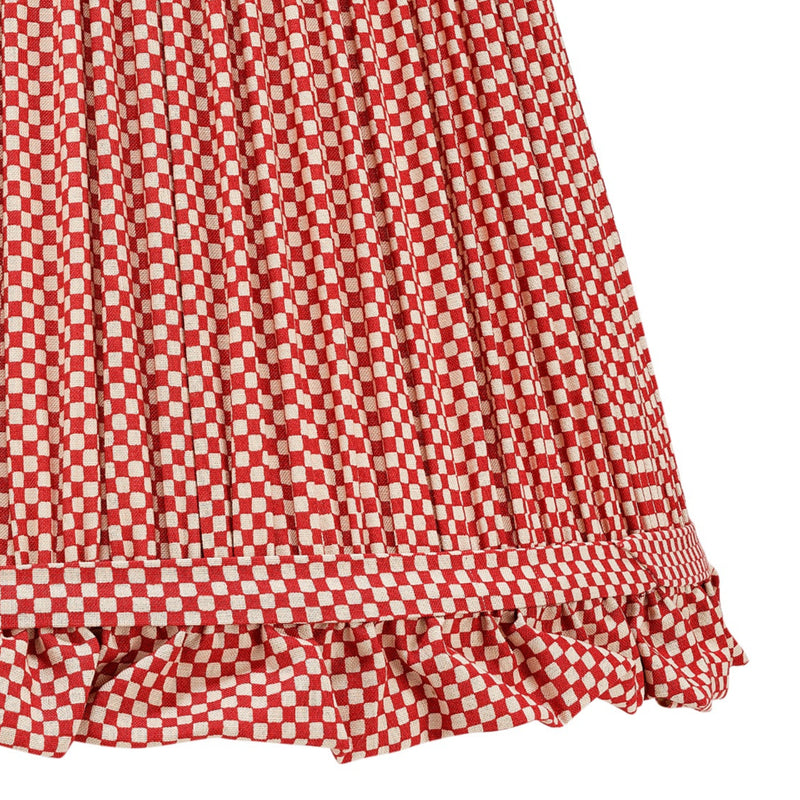 RED CHECKED LAMPSHADE WITH FRILL