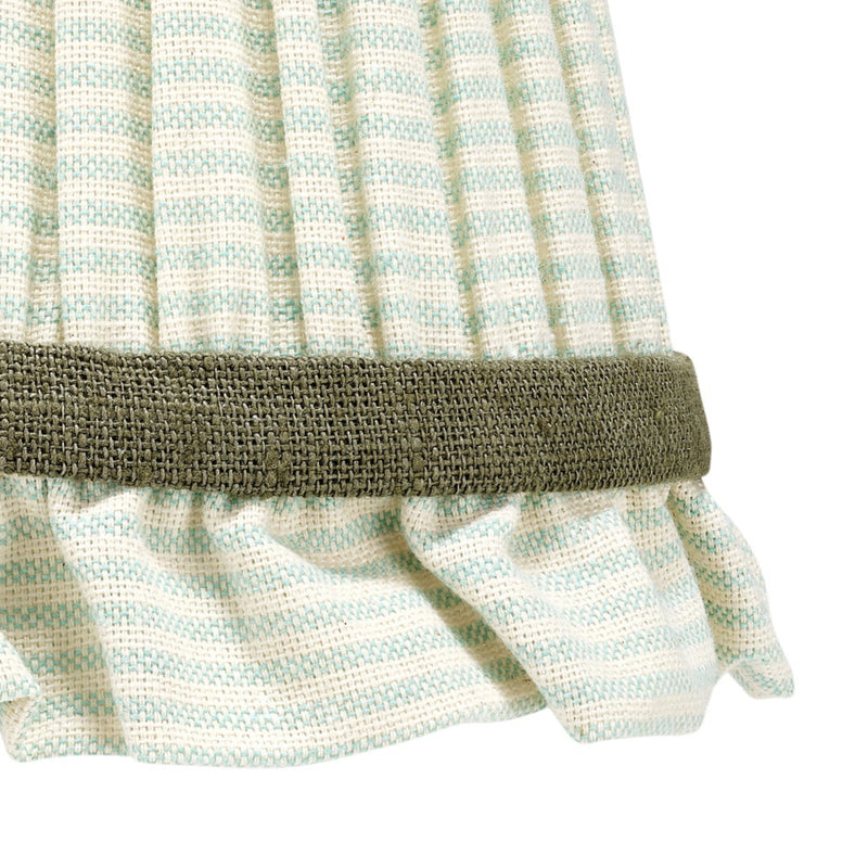 GREEN STRIPED LAMPSHADE WITH FRILL
