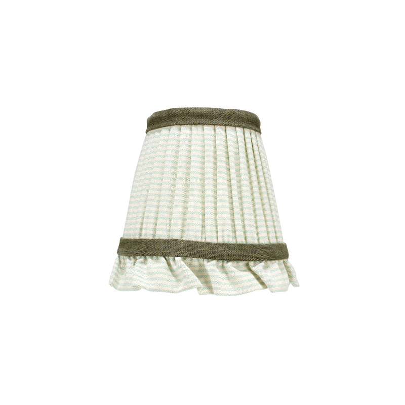 GREEN STRIPED LAMPSHADE WITH FRILL WALL LIGHT