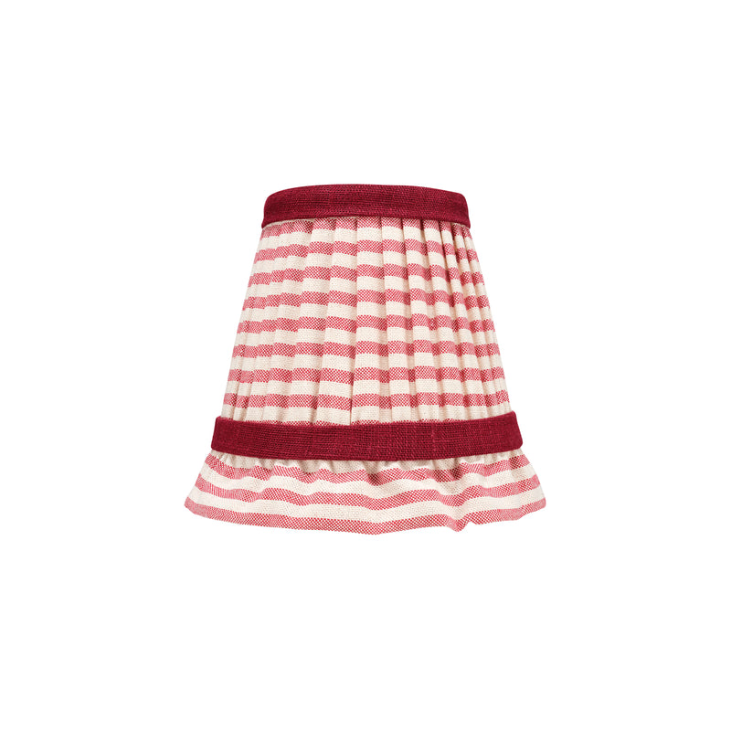 RED STRIPED LAMPSHADE WITH FRILL WALL LIGHT