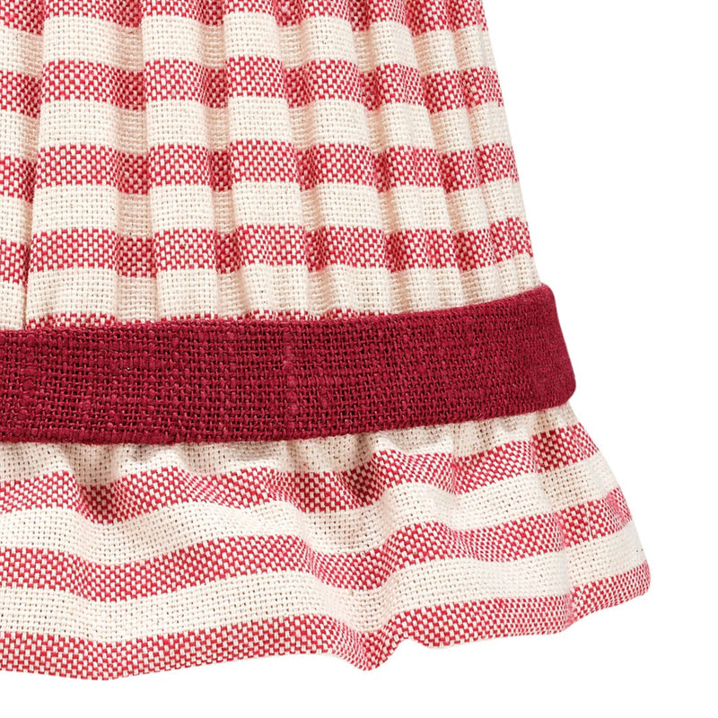 RED STRIPED LAMPSHADE WITH FRILL
