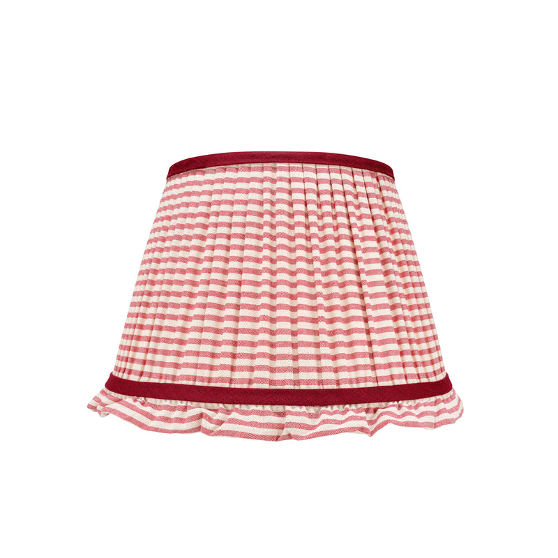 RED STRIPED LAMPSHADE WITH FRILL