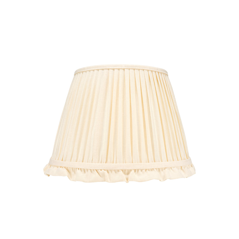 PLEATED LINEN LAMPSHADE IN CREAM WITH FRILL