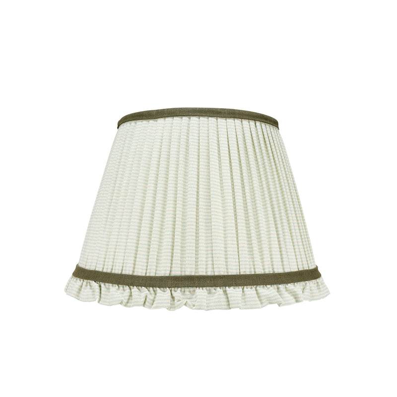 GREEN STRIPED LAMPSHADE WITH FRILL