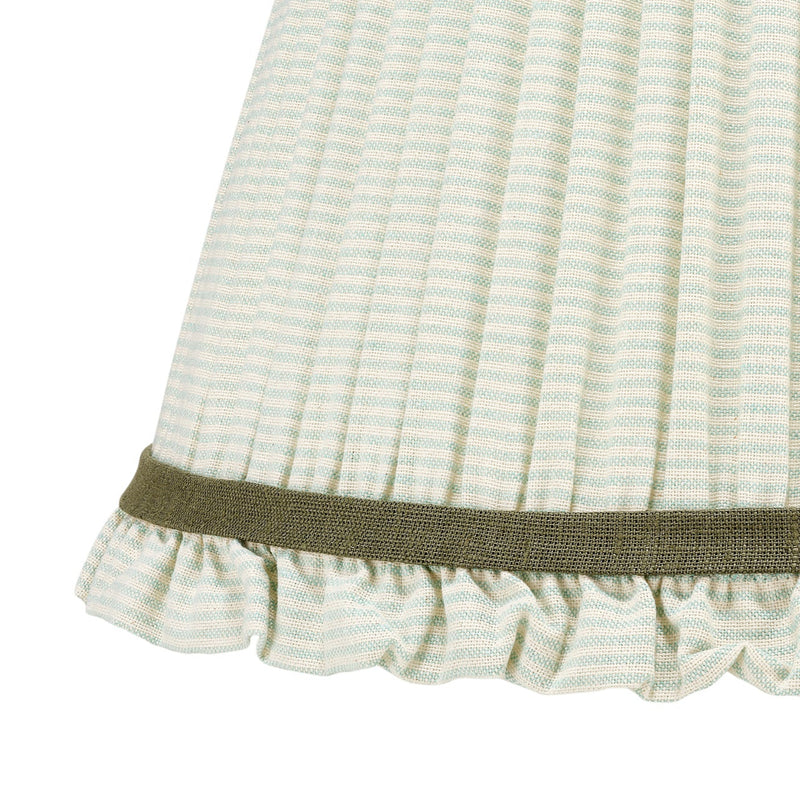 GREEN STRIPED LAMPSHADE WITH FRILL