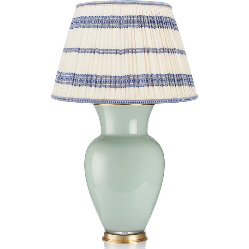 EMBROIDED BLUE STRIPED LAMPSHADE