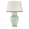 STRETCHED LINEN LAMPSHADE WITH RIBBED ARTICHOKE GREEN TRIM