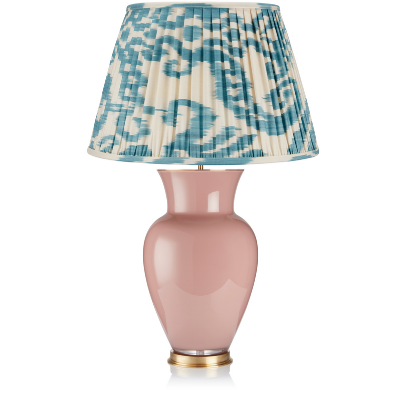 LIGHT BLUE AND CREAM IKAT LAMPSHADE