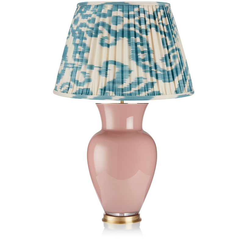 LIGHT BLUE AND CREAM IKAT LAMPSHADE - 3 X 16" UK