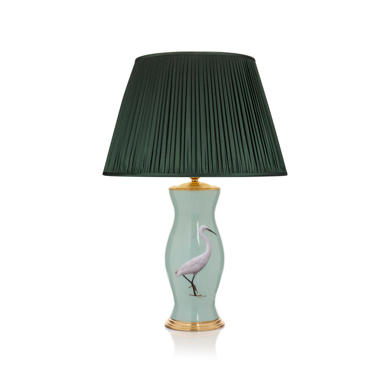 PLEATED SILK LAMPSHADE IN FOREST GREEN