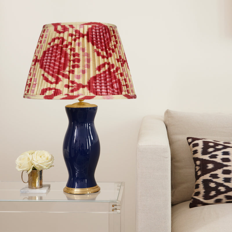 PINK AND RED SILK IKAT LAMPSHADES SHOT
