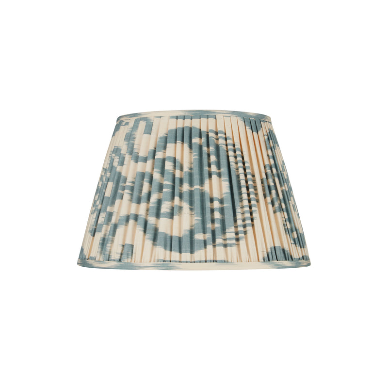 LIGHT BLUE AND DARK BLUE SILK IKAT LAMPSHADE SHOT