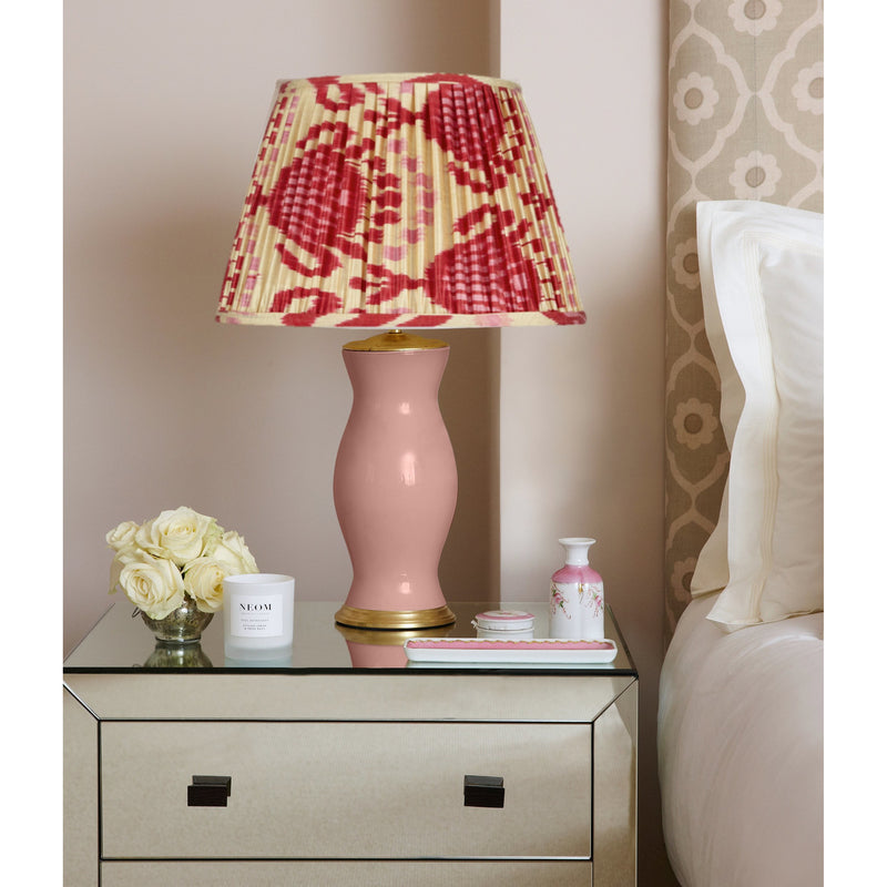 PINK AND RED SILK IKAT LAMPSHADES SHOT