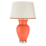 STRETCHED LINEN LAMPSHADE WITH CORAL TRIM