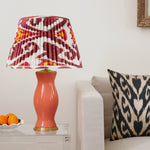 BURGUNDY, PINK AND RED SILK IKAT LAMPSHADES