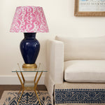 PINK SILK IKAT LAMPSHADES, 1 X 16" LEFT, 1 X 20" UK