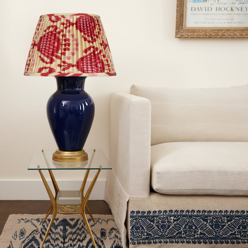PINK AND RED SILK IKAT LAMPSHADES SHOT