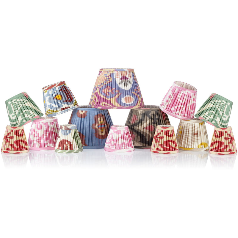 PINK SILK IKAT LAMPSHADES, 1 X 16" LEFT, 1 X 20" UK