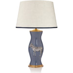 STRETCHED LINEN LAMPSHADE WITH RIBBED SINGING THE BLUES TRIM