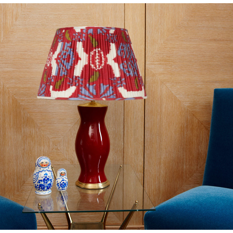 RED SILK IKAT LAMPSHADE- 1 X 10"