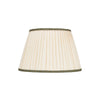 PLEATED IVORY LINEN  LAMPSHADE WITH COLOURED TRIM