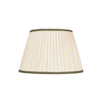 PLEATED IVORY LINEN  LAMPSHADE WITH COLOURED TRIM