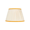 PLEATED IVORY LINEN  LAMPSHADE WITH COLOURED TRIM