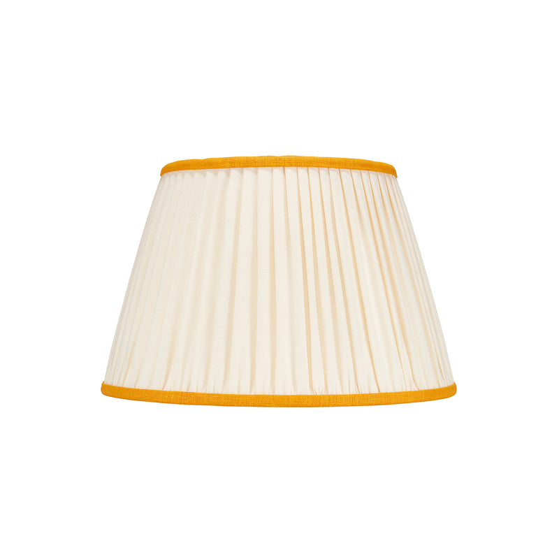 PLEATED IVORY LINEN  LAMPSHADE WITH COLOURED TRIM