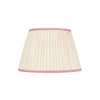 PLEATED IVORY LINEN  LAMPSHADE WITH COLOURED TRIM