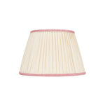 PLEATED IVORY LINEN  LAMPSHADE WITH COLOURED TRIM