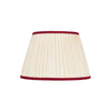 PLEATED IVORY LINEN  LAMPSHADE WITH COLOURED TRIM