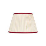 PLEATED IVORY LINEN  LAMPSHADE WITH COLOURED TRIM