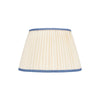 PLEATED IVORY LINEN  LAMPSHADE WITH COLOURED TRIM