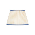 PLEATED IVORY LINEN  LAMPSHADE WITH COLOURED TRIM