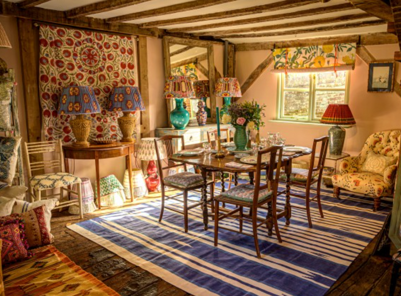 BLUE SILK IKAT LAMPSHADES SHOT