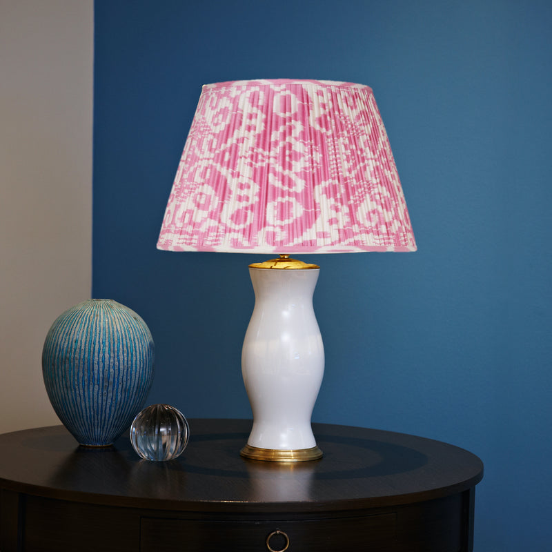 PINK SILK IKAT LAMPSHADES, 1 X 16" LEFT, 1 X 20" UK