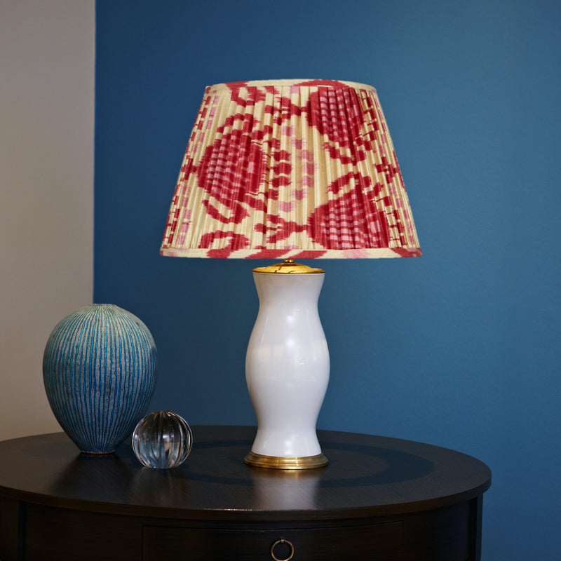 PINK AND RED SILK IKAT LAMPSHADES SHOT