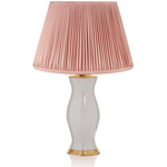 PLEATED SILK LAMPSHADE IN DUSTY PINK CLIENT SHOT
